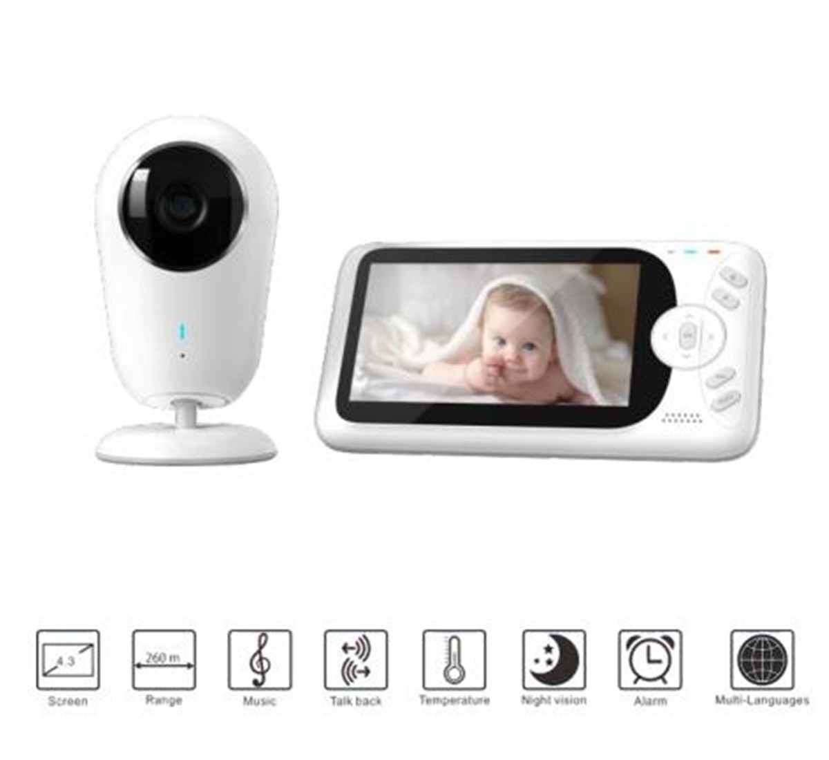 Home Security Wireless Camera - 4.3inch 1080P Full HD Draadloze Babyfoon