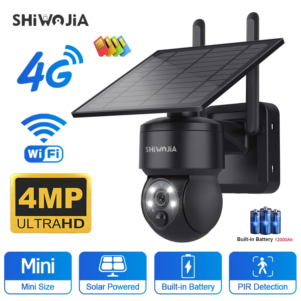 Home Security Outdoor Camera System - SHIWOJIA WIFI Draadloze PTZ Solar Camera