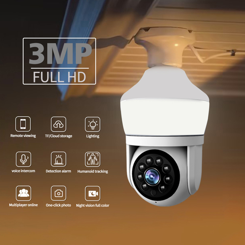 Home Security Flood Lights - 3MP 1296P Yoosee/Carecam APP Nachtlampje E27