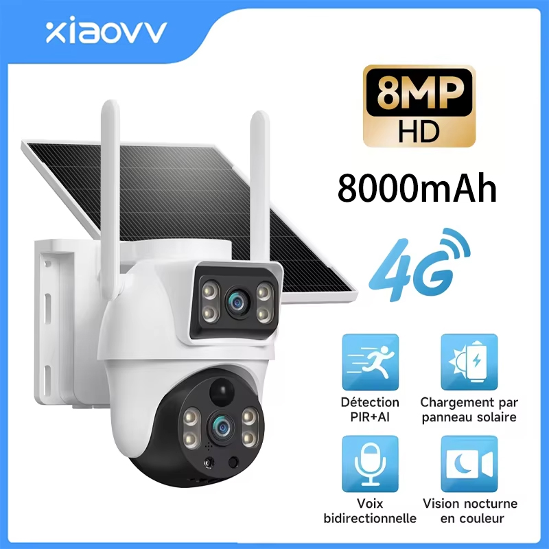 Home Security Outdoor Camera System - XIAOVV 8MP 4G LTE Solar Outdoor