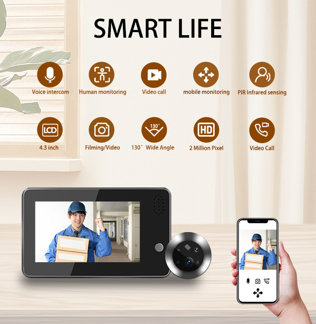 Home Security Wireless Camera - 4,3 inch Tuya Smartlife WiFi Deurbel
