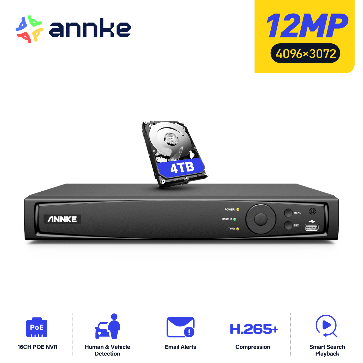 Home Security With Cameras - ANNKE 12MP POE NVR Netwerkvideorecorder 4/8/16CH