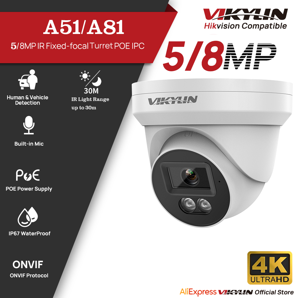 Home Security Lights Outdoors - VIKYLIN 5/8MP HD IP-beveiligingscamera Poe 4K