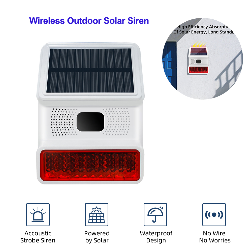 Home Security Lights Outdoors - Taiboan 433Mhz Draadloze Zonne-Geluid Licht Flitser