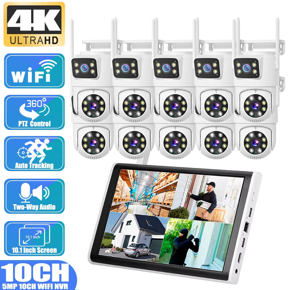Home Security Wireless Camera - 8MP 4K Dual Lens Menselijke Detectie
