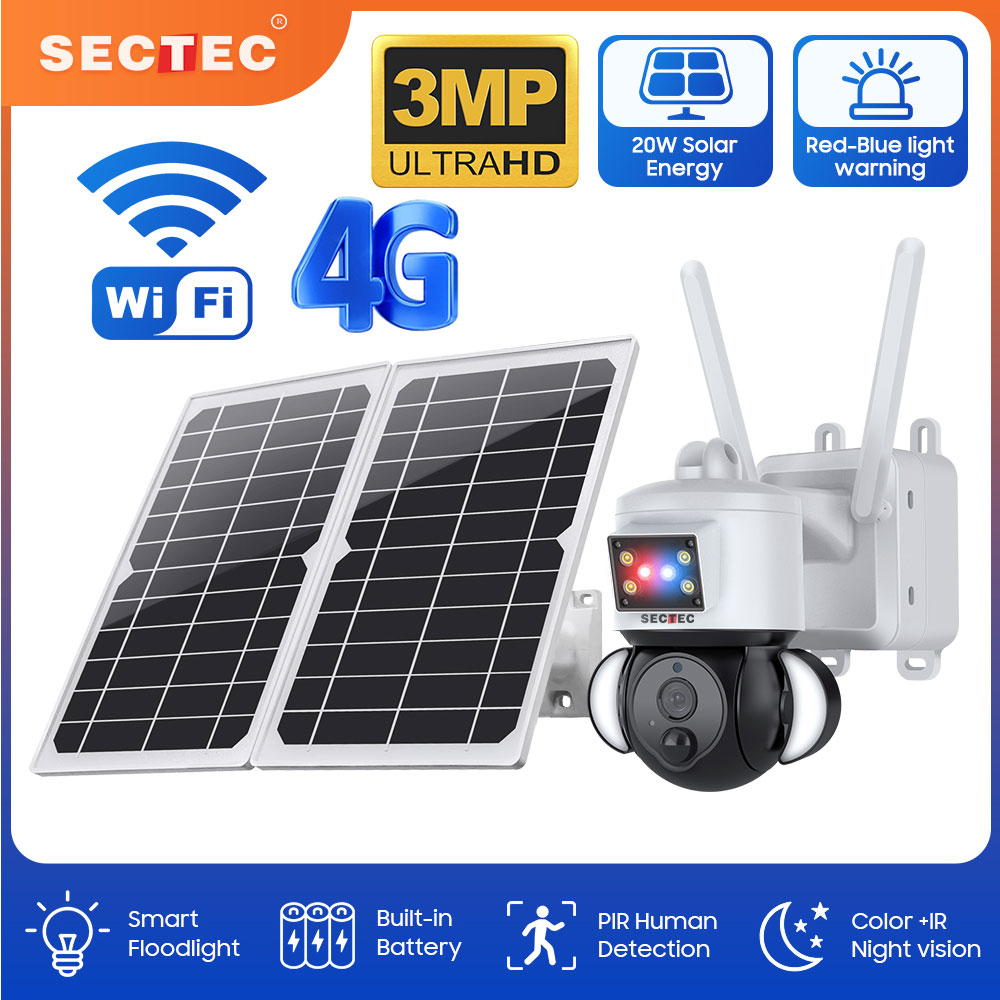 Home Security Flood Lights - Sectec 20W Zonnebatterij Rood Blauw Alarm