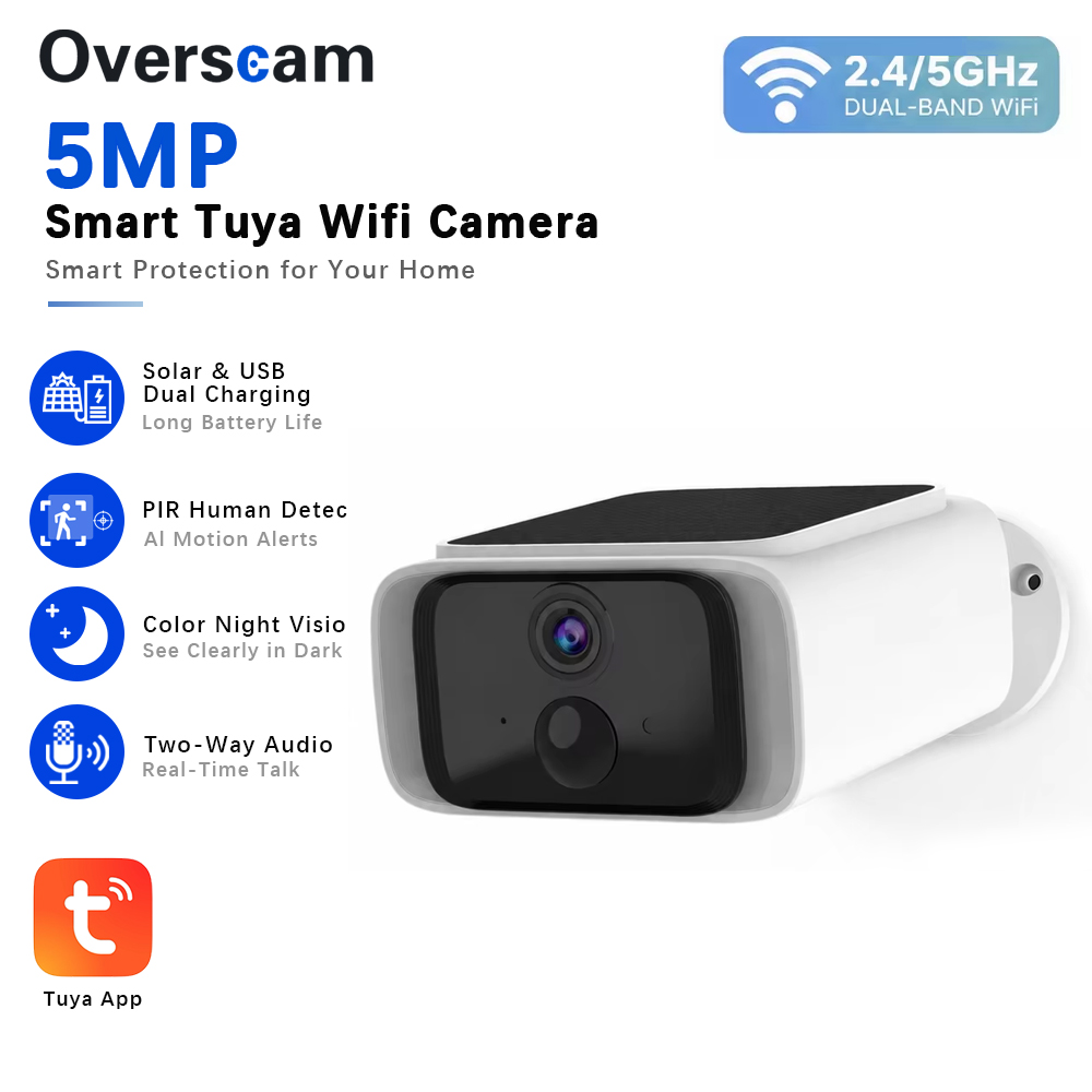 Home Security Wireless Camera - Tuya 5MP Solar Beveiligingscamera Draadloze Outdoor