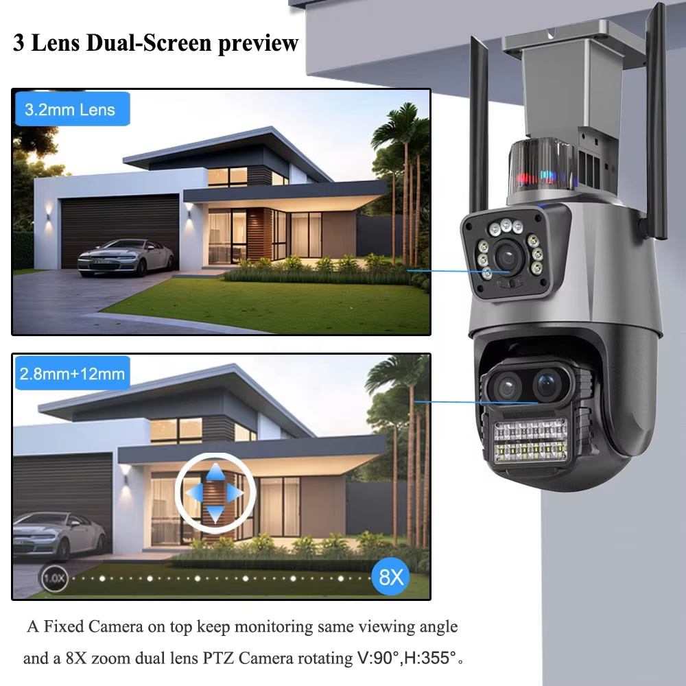 12MP Drie-lens WiFi PTZ Camera - Nvr Kit 8 Channel recensie en prijs