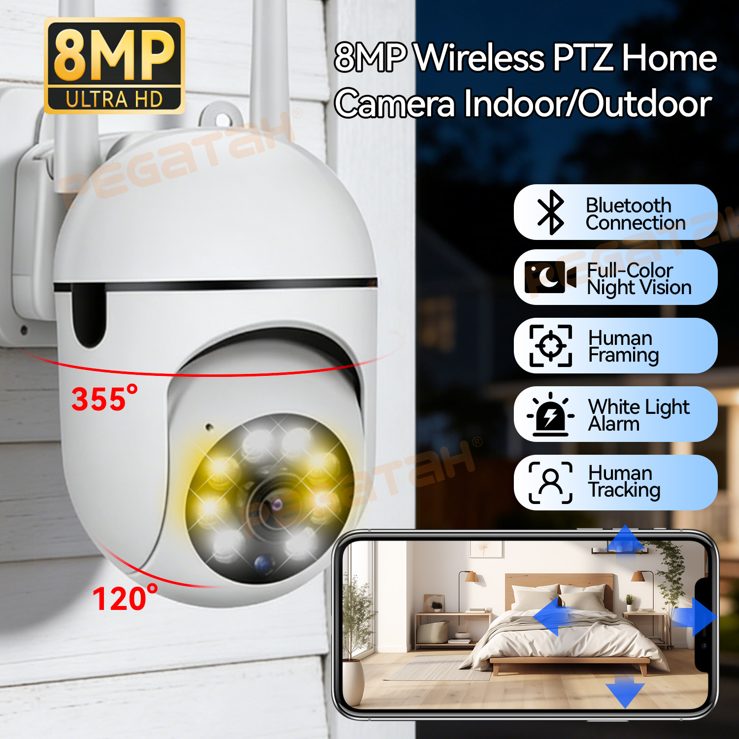 8MP 2.4G Wifi IP CCTV Camera K - Home Security Lights Outdoors recensie en prijs